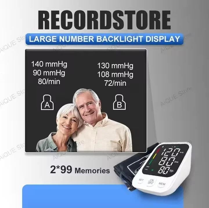 Charging LED Backlit Upper Arm BP Monitor Blood Pressure Monitor 2 Users Medical Tonometer Cuff Digital Irregular Pulse - Image 4