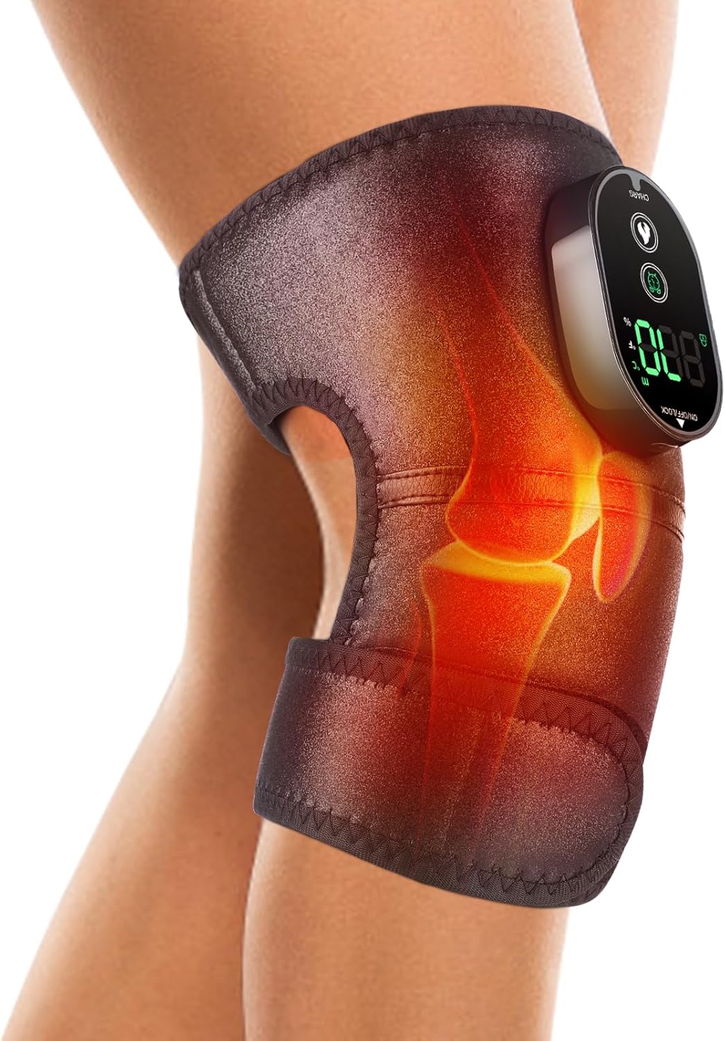 Cordless Knee Massager, Heated Knee Brace Wrap with Touch Screen Control, Adjustable Knee Shoulder Elbow Heating Pad, Heating Pad for Knee Elbow Shoulder Relax with Heat