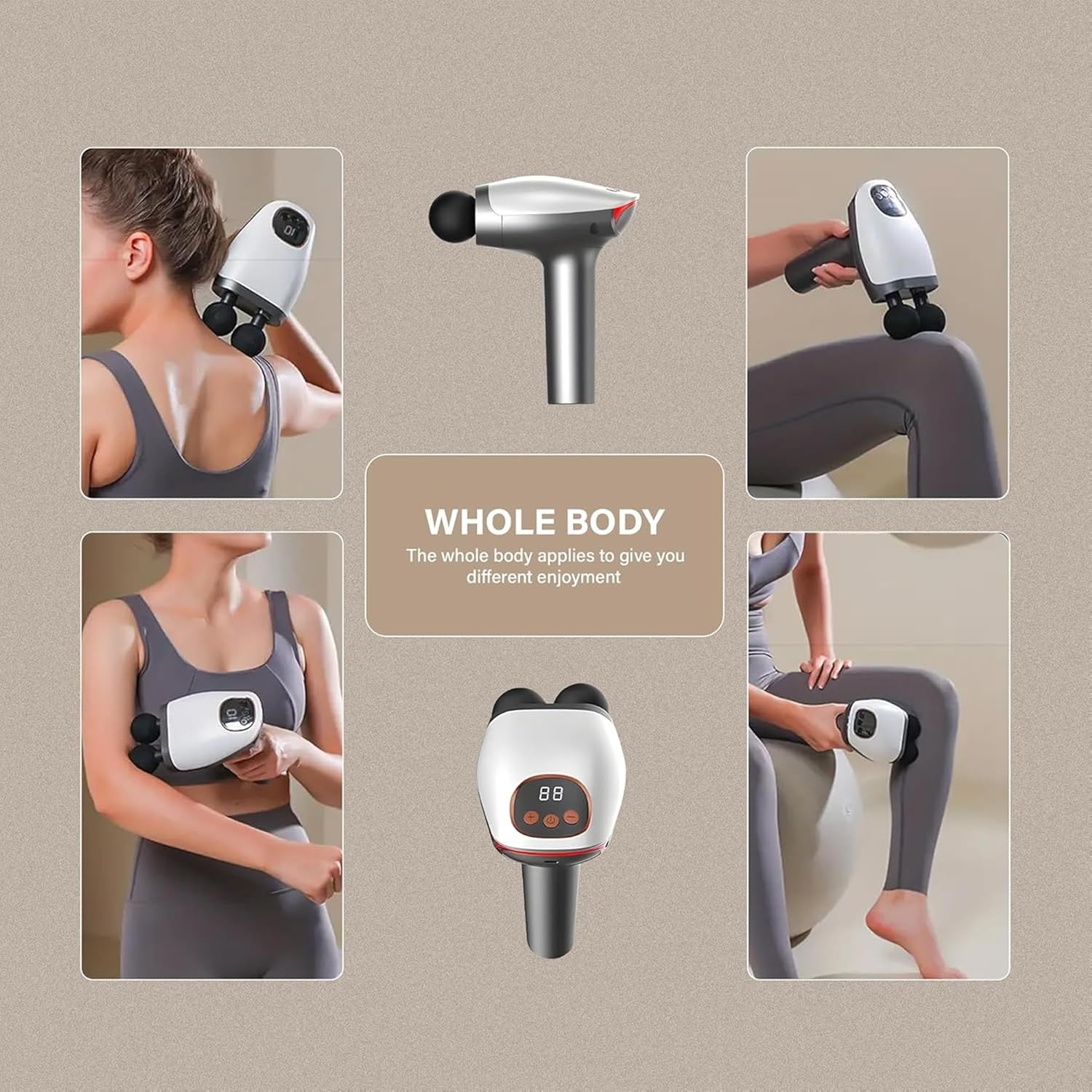 Deep Tissue Massage Gun, Double-Head Massage Gun Handheld Muscle Massager with 8 Massages Heads for Pain Relief & Circulation in Neck, Back, Leg, Shoulder and Body, Portable and Super Quiet - Image 7
