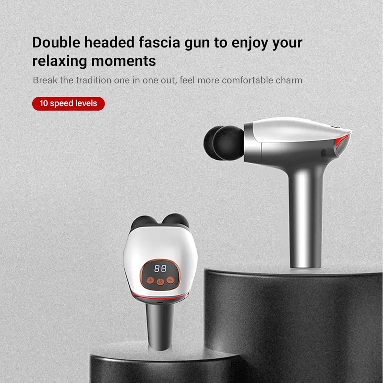 Deep Tissue Massage Gun, Double-Head Massage Gun Handheld Muscle Massager with 8 Massages Heads for Pain Relief & Circulation in Neck, Back, Leg, Shoulder and Body, Portable and Super Quiet - Image 2