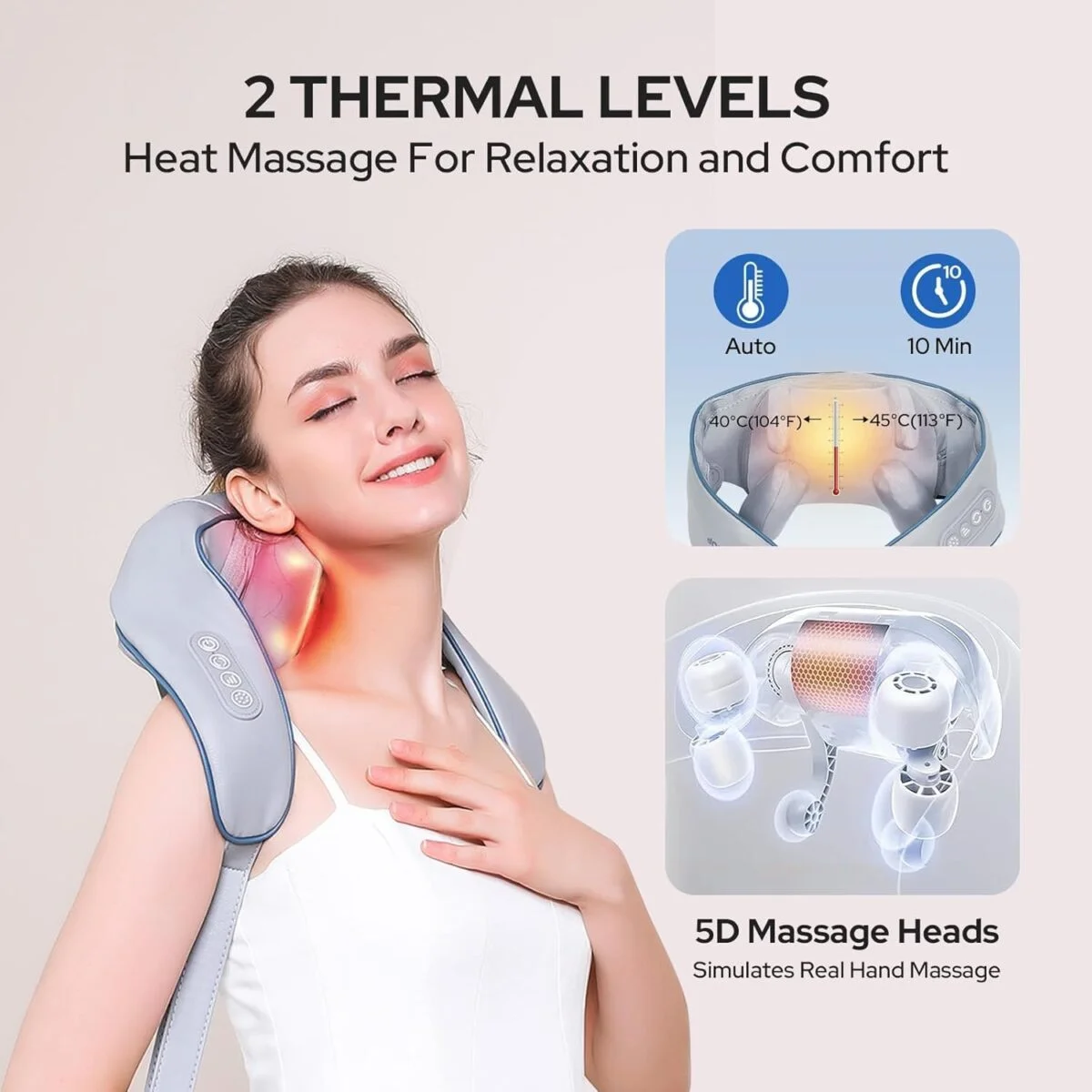 Neck and Back Massager, Massager with Heating, Body Massager for Body Aches and Pains Relief, Electric Wearable 5D Cervical Massage Machine for Deep Tissue Neck, Back, Shoulders, Waist and Legs - Image 4
