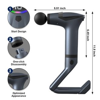 Electric Massage Gun Fascia Gun with Extended Handle Portable Body Massager Home Handheld Hammer for Back Muscle Relaxation