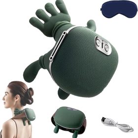 Shoulder and Neck Massager, Bionic Heated Massager, Neck Massager with Fingers, 4D Kneading Massage, Simulates a Real Palm Massage for Comfort, Relax Muscle Tension (Green)