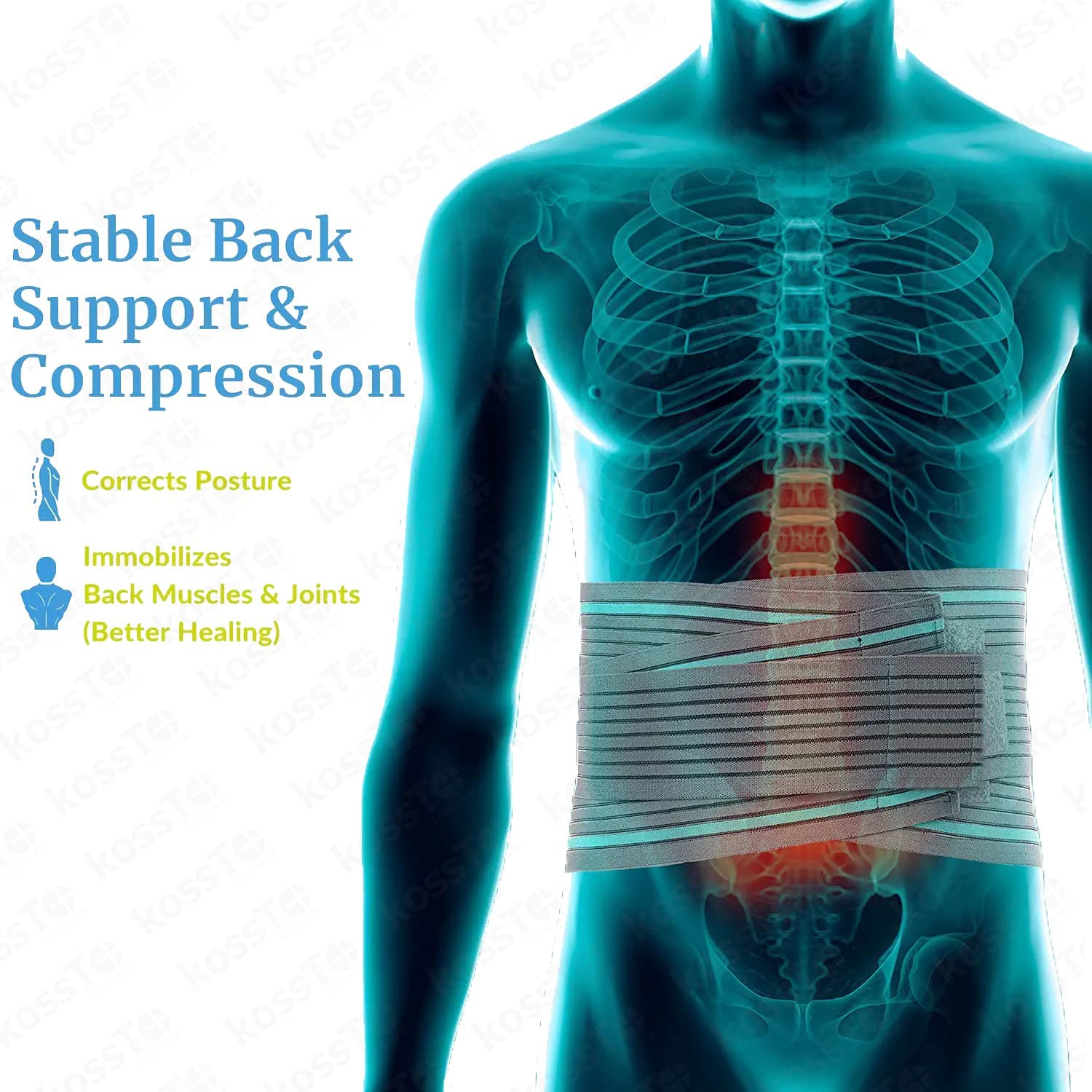 Lumbo Sacral Immobilization Lower Back Waist Support belt for Back Pain Relief-Compression Belt with dual Adjustable Straps for Men and Women | SIZE - LARGE (34-40)| GREY Colour| - Image 4