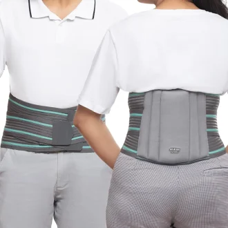 Lumbo Sacral Immobilization Lower Back Waist Support belt for Back Pain Relief-Compression Belt with dual Adjustable Straps for Men and Women SIZE - LARGE (34-40) GREY Colour