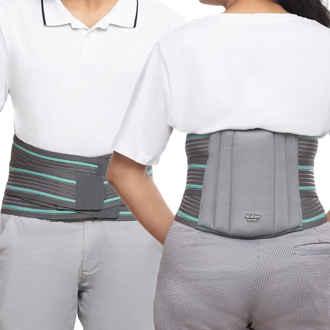Lumbo Sacral Immobilization Lower Back Waist Support belt for Back Pain Relief-Compression Belt with dual Adjustable Straps for Men and Women SIZE - LARGE (34-40) GREY Colour